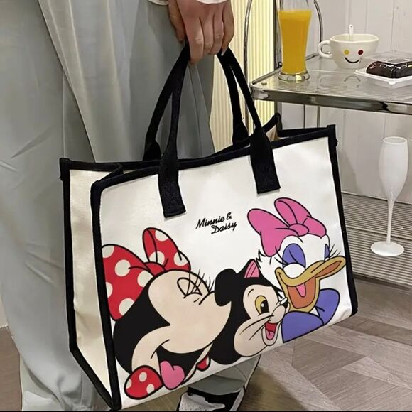 Disney Minnie Mouse Daisy Canvas Tote Bag Black - Picture 4 of 5